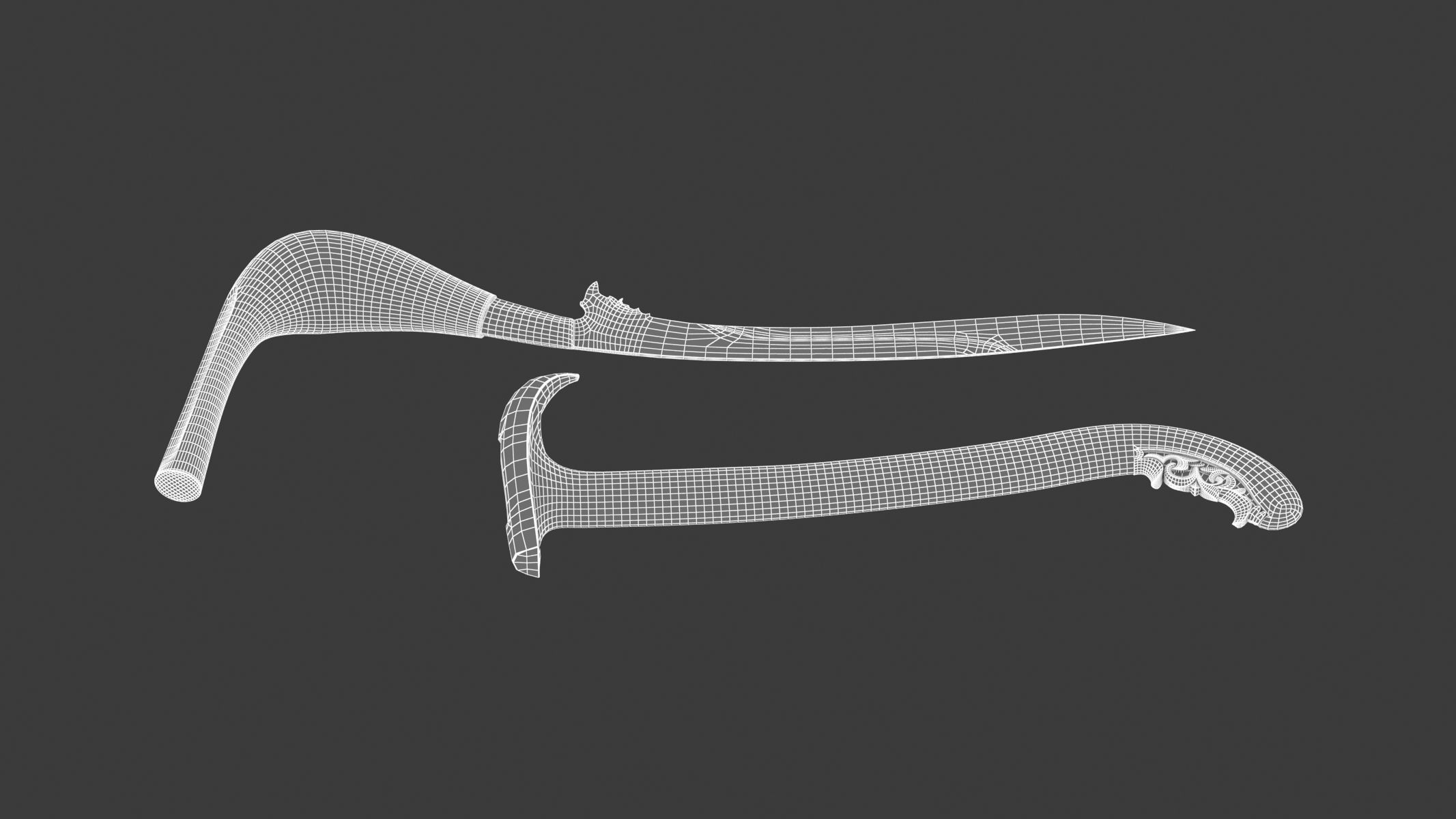 Rencong Dagger Low-poly 3D model_10