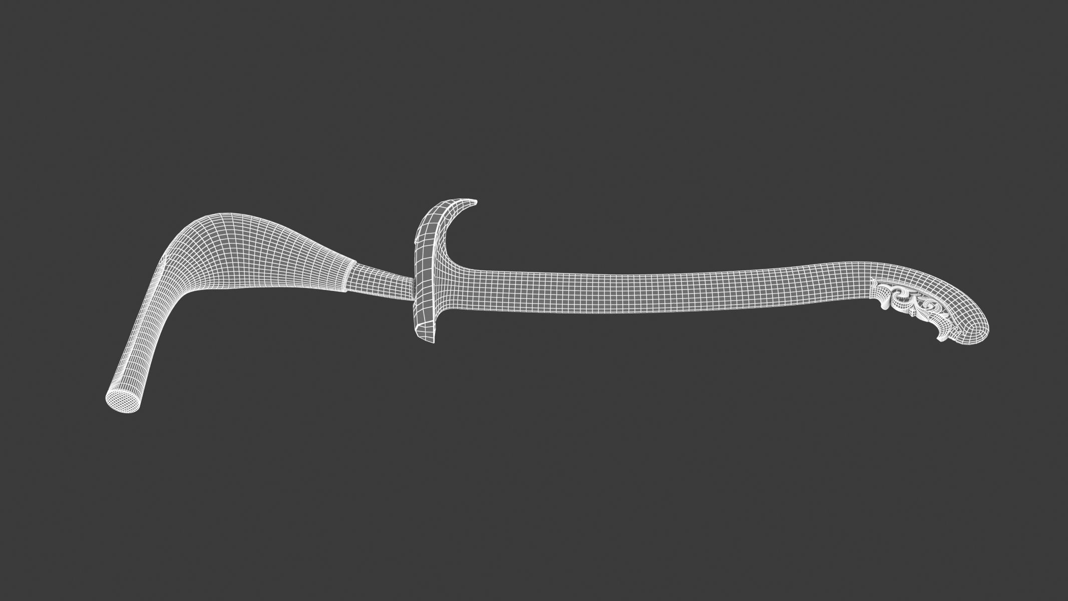 Rencong Dagger Low-poly 3D model_13