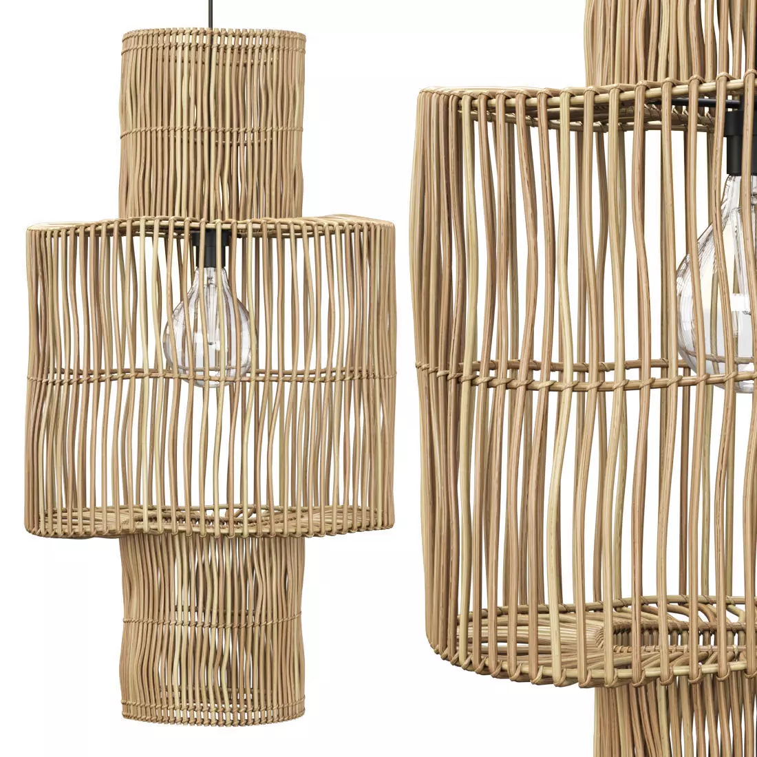 Hanging rattan lamp shade by Tine K Home 3D model