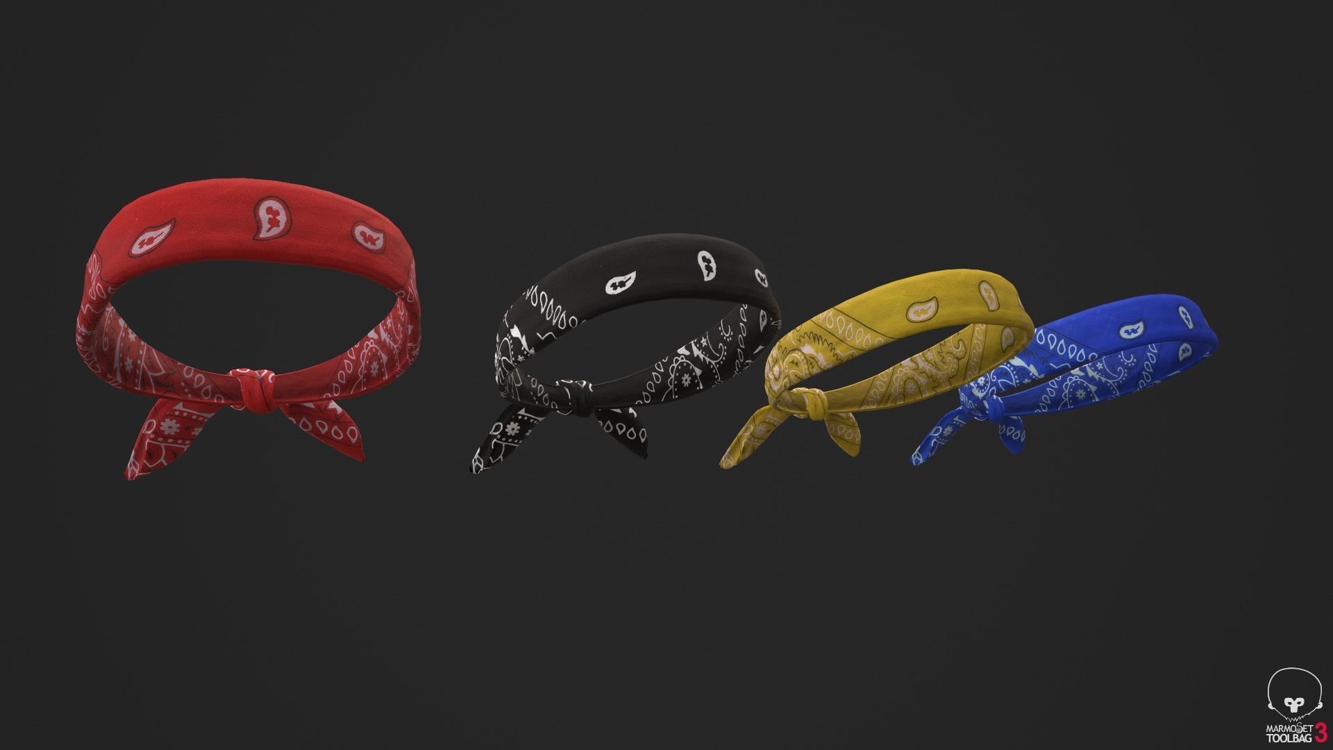 Headbands bandana Low-poly 3D model_5