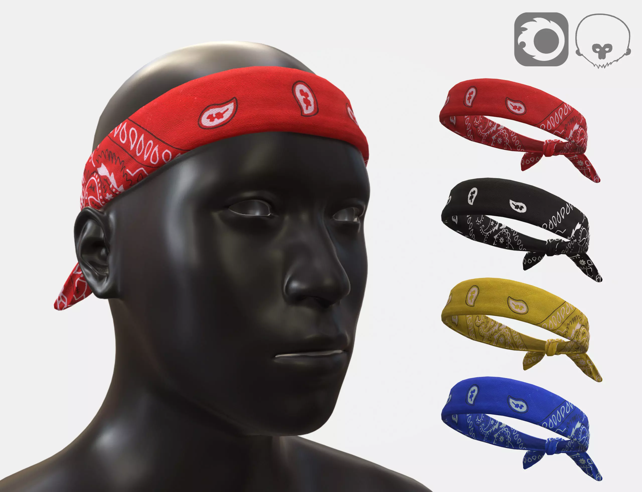 Headbands bandana Low-poly 3D model_0