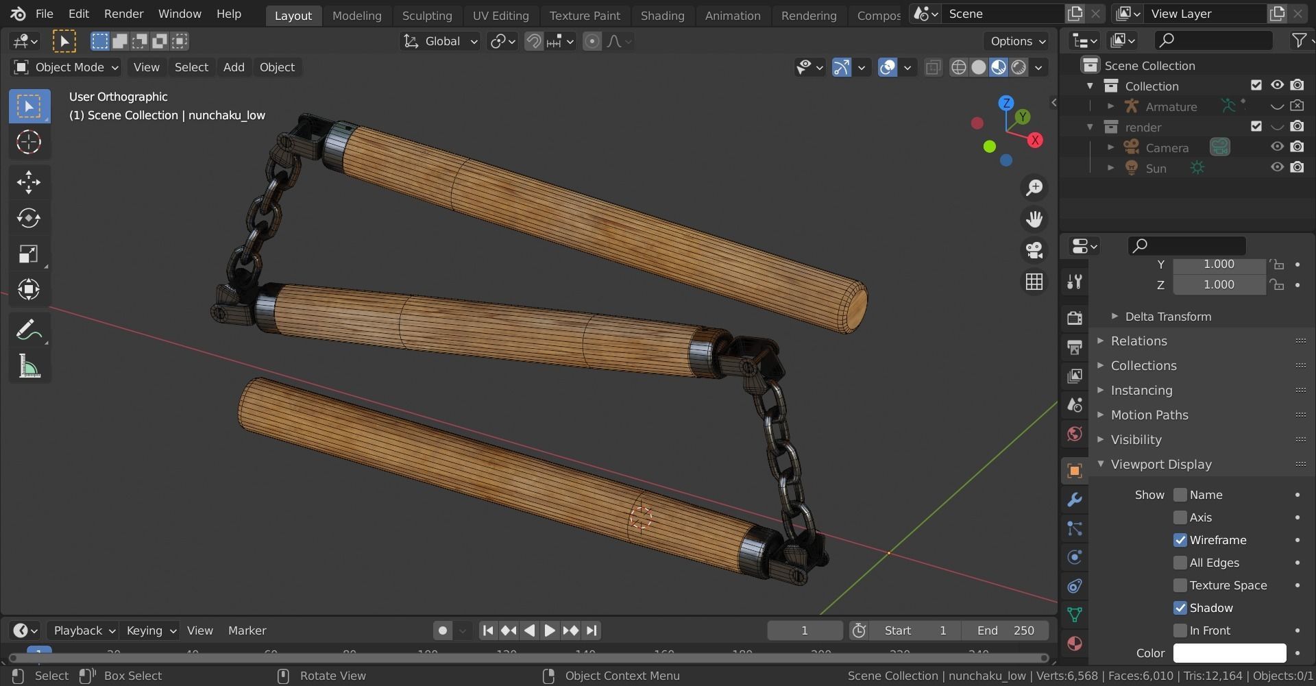 Triple Nunchaku 3D model_15