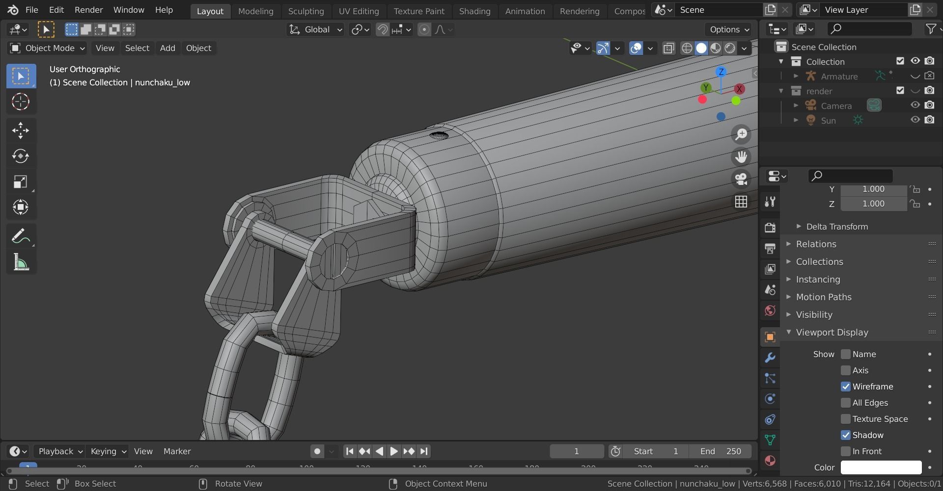Triple Nunchaku 3D model_13