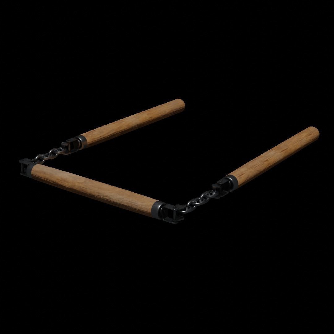 Triple Nunchaku 3D model_6