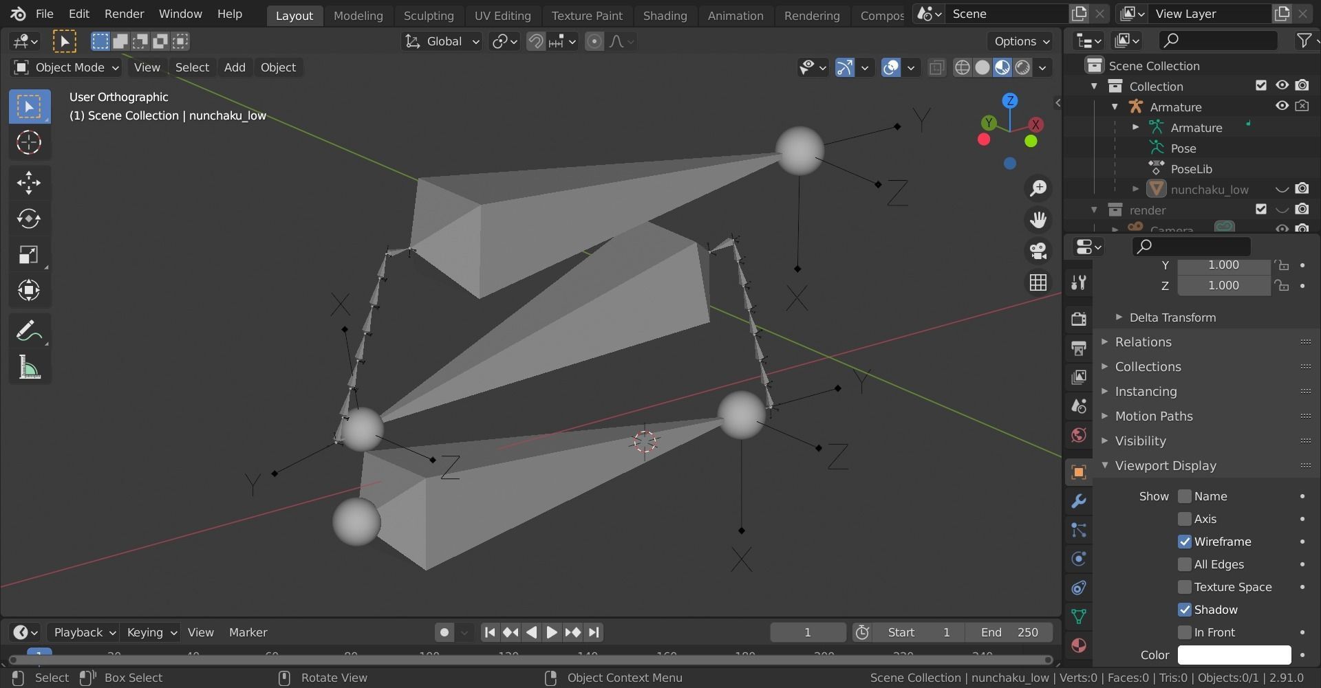 Triple Nunchaku 3D model_18