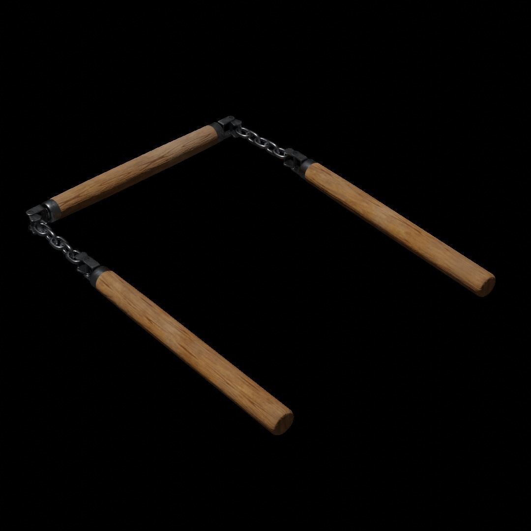 Triple Nunchaku 3D model_4
