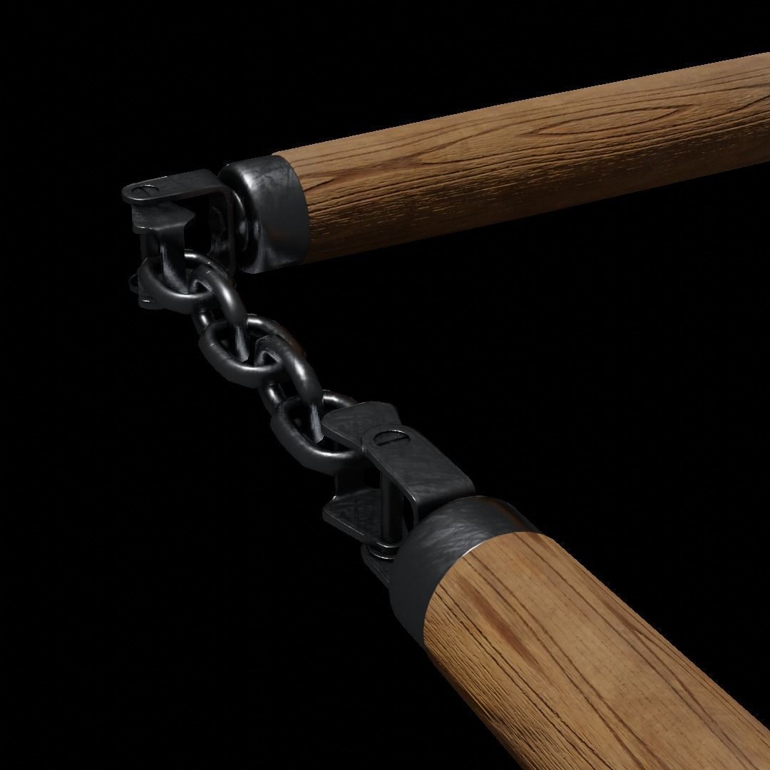 Triple Nunchaku 3D model_2