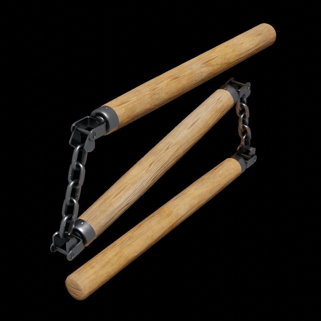 Triple Nunchaku 3D model_12