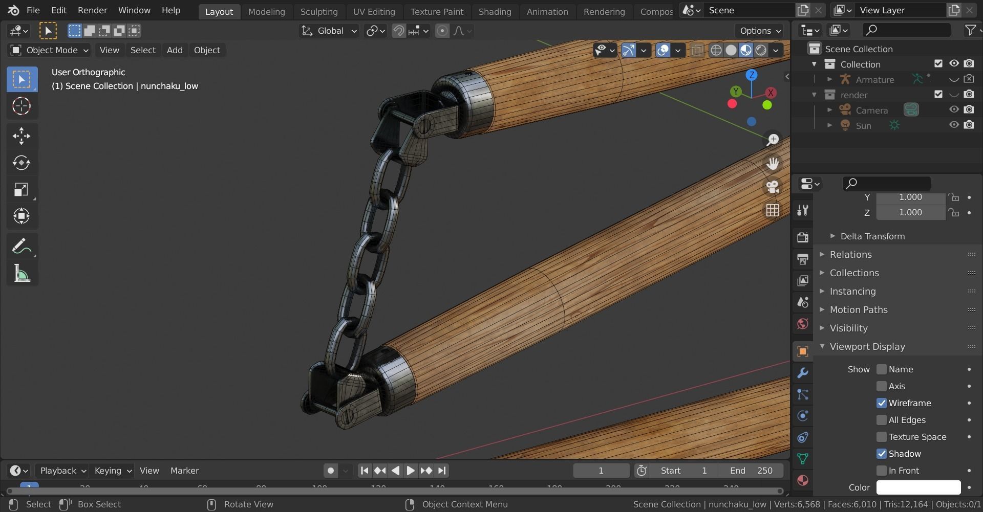 Triple Nunchaku 3D model_16