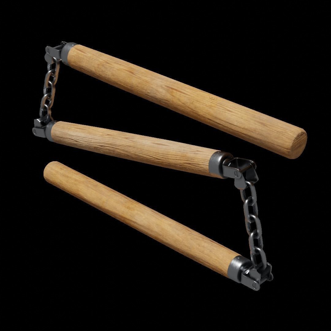 Triple Nunchaku 3D model_10