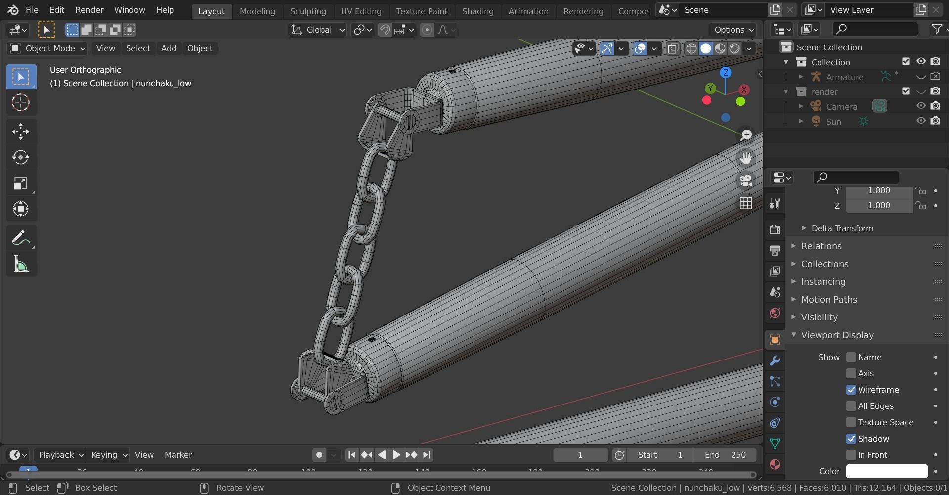 Triple Nunchaku 3D model_14