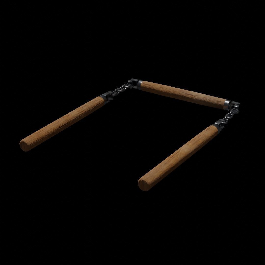 Triple Nunchaku 3D model_5