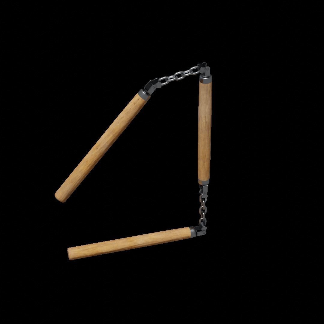 Triple Nunchaku 3D model_3
