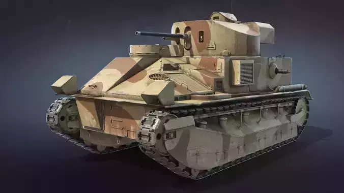 Vickers Medium Mk II Low-poly 3D model