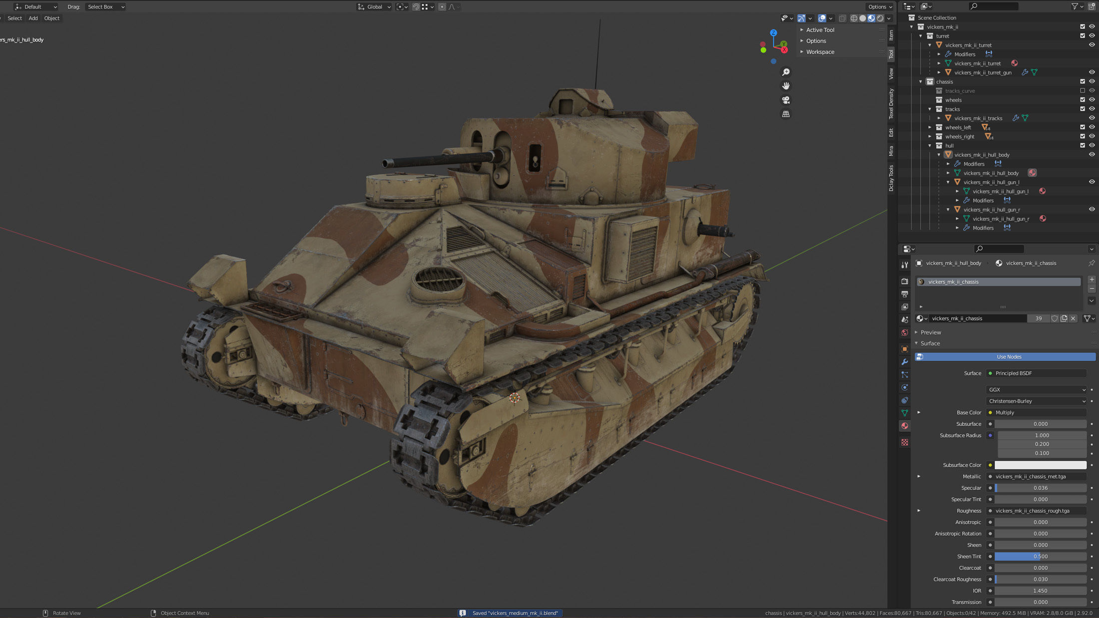 Vickers Medium Mk II Low-poly 3D model_14