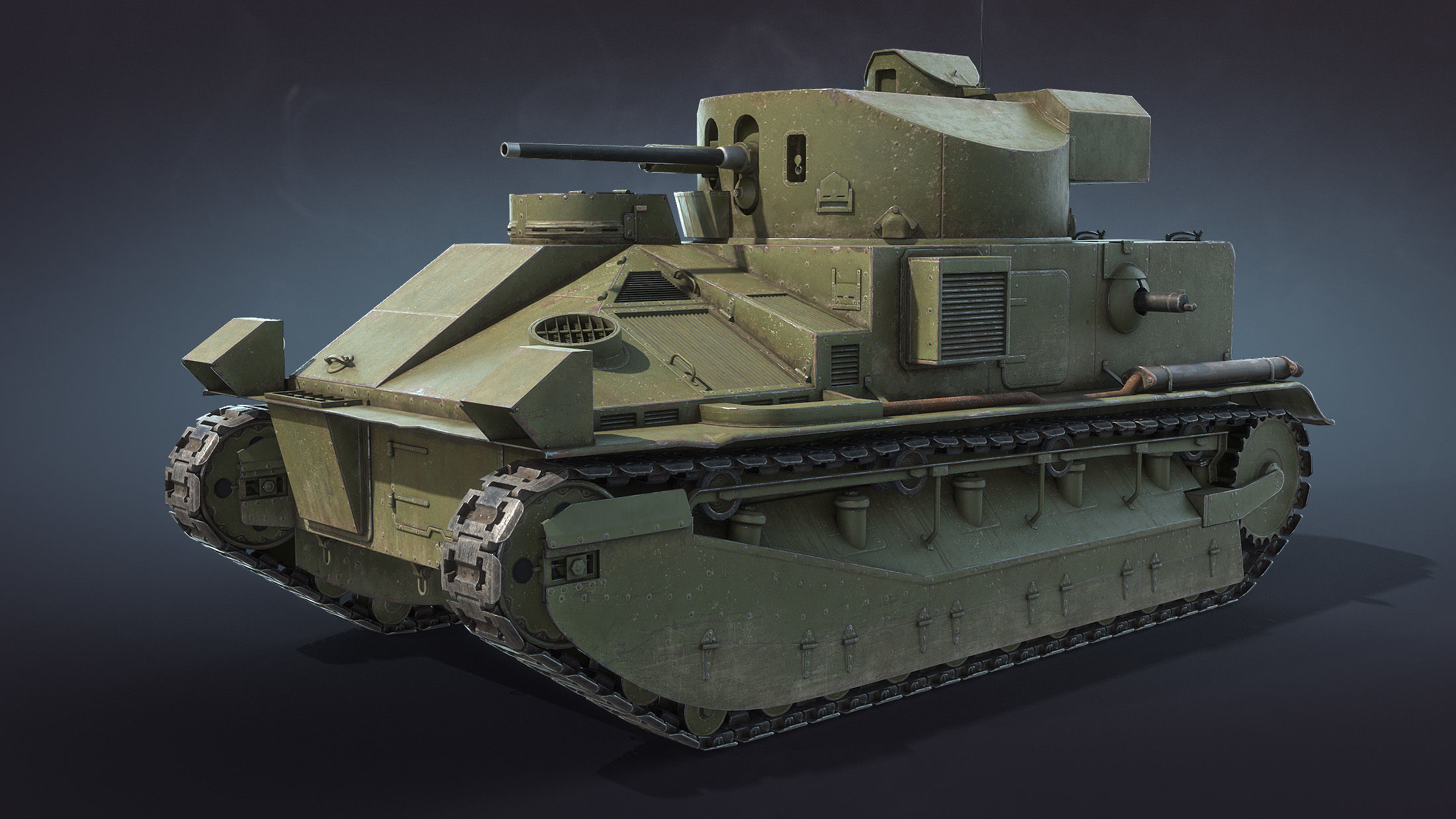 Vickers Medium Mk II Low-poly 3D model_9