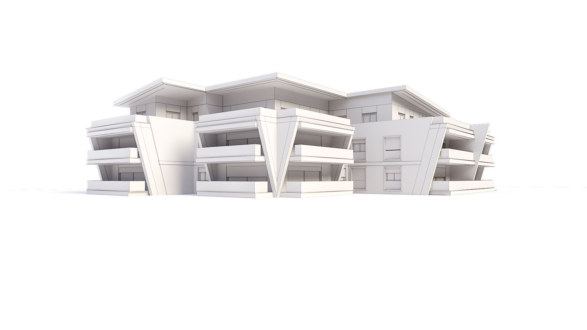 Modern Residential Building 02 3D model_6