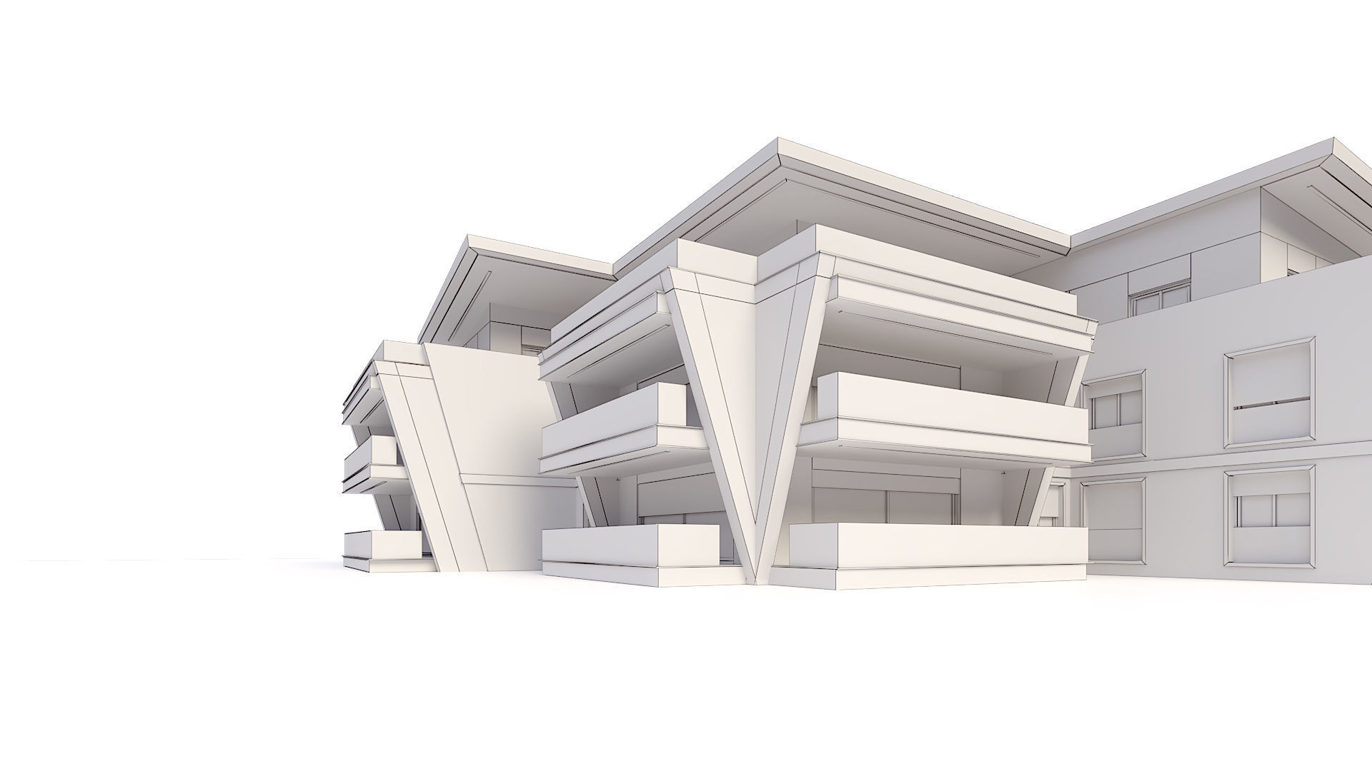 Modern Residential Building 02 3D model_5