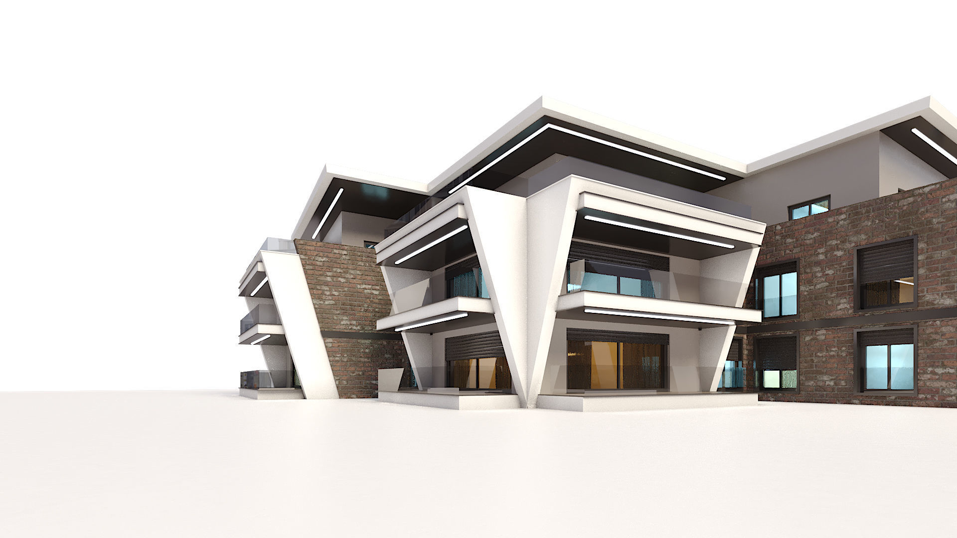 Modern Residential Building 02 3D model_3