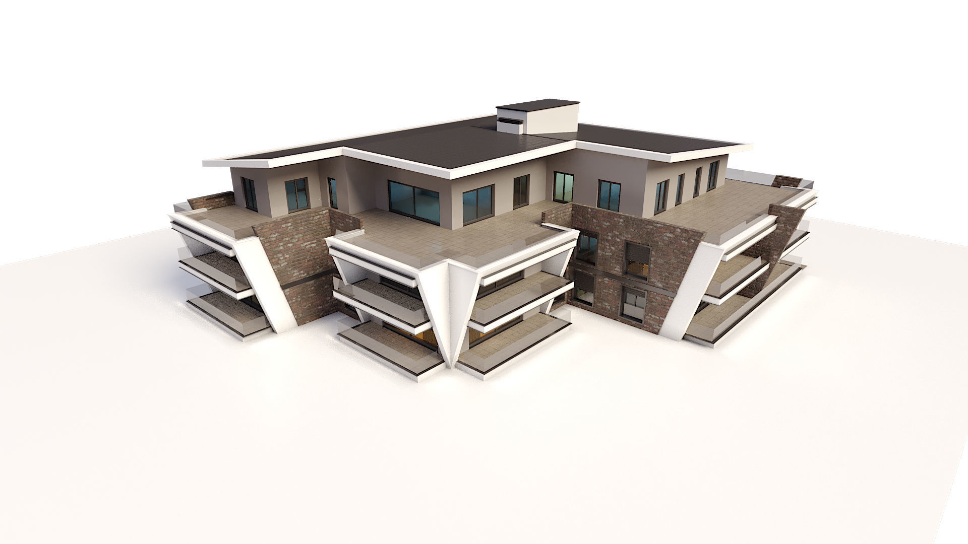 Modern Residential Building 02 3D model_4