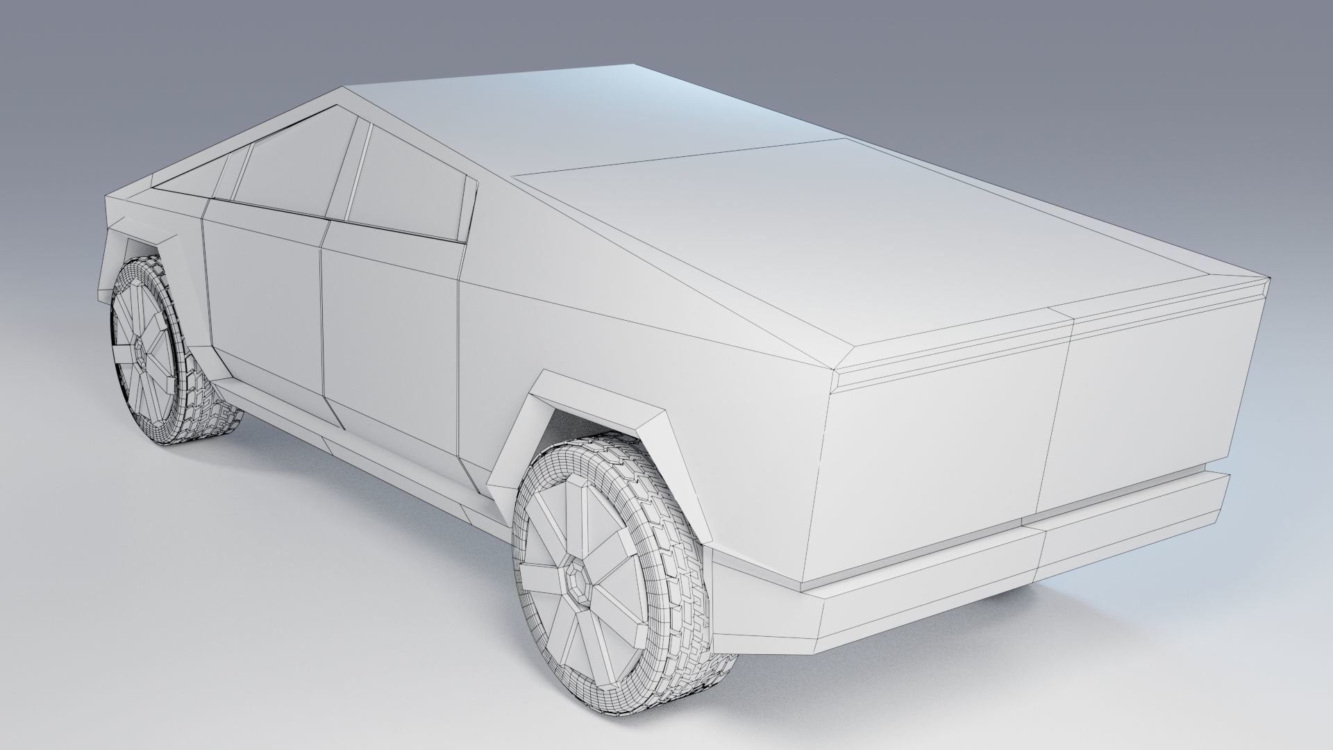 Cyberpunk Modular Cybertruck car Low-poly 3D model_5