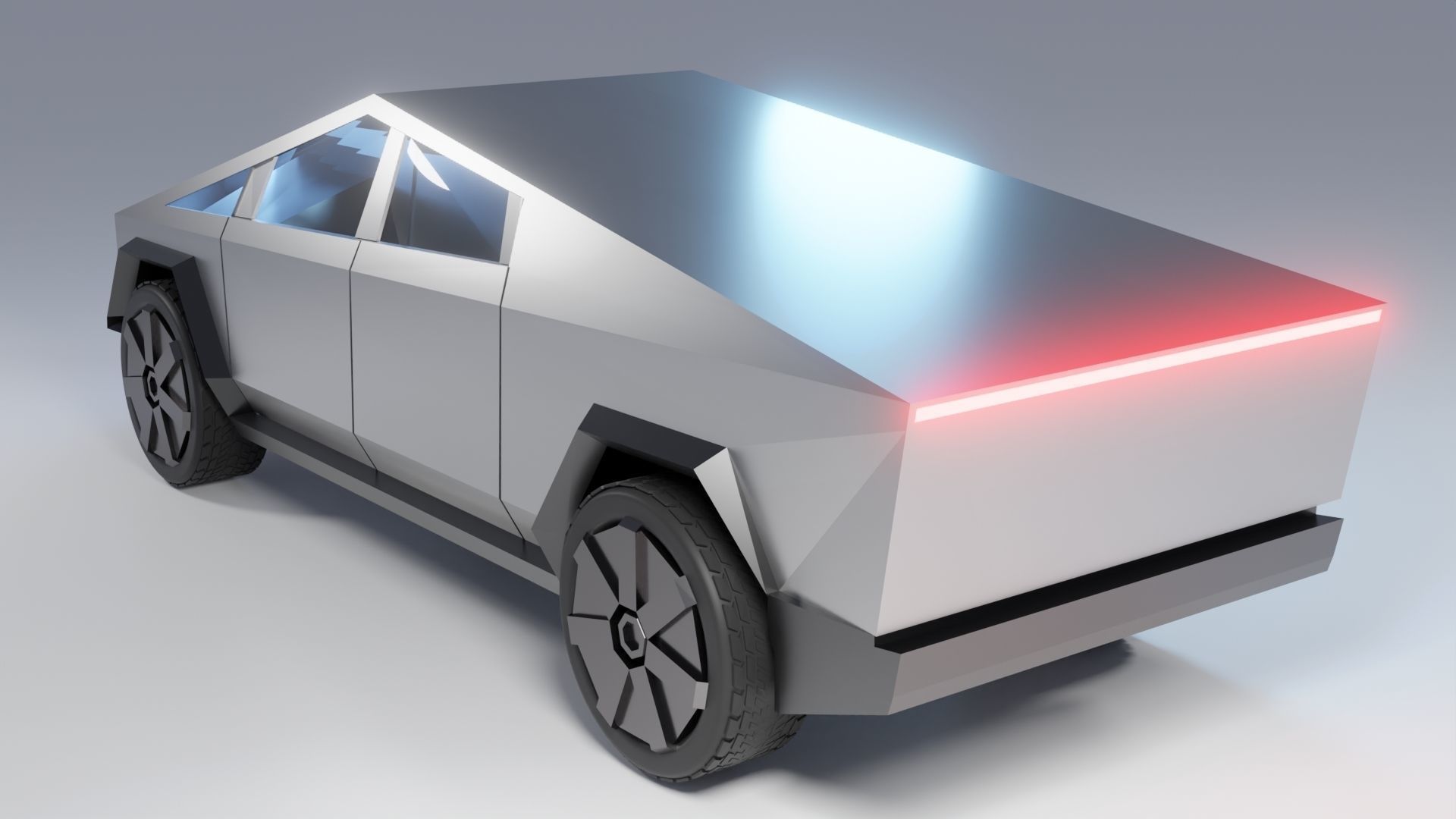 Cyberpunk Modular Cybertruck car Low-poly 3D model_4