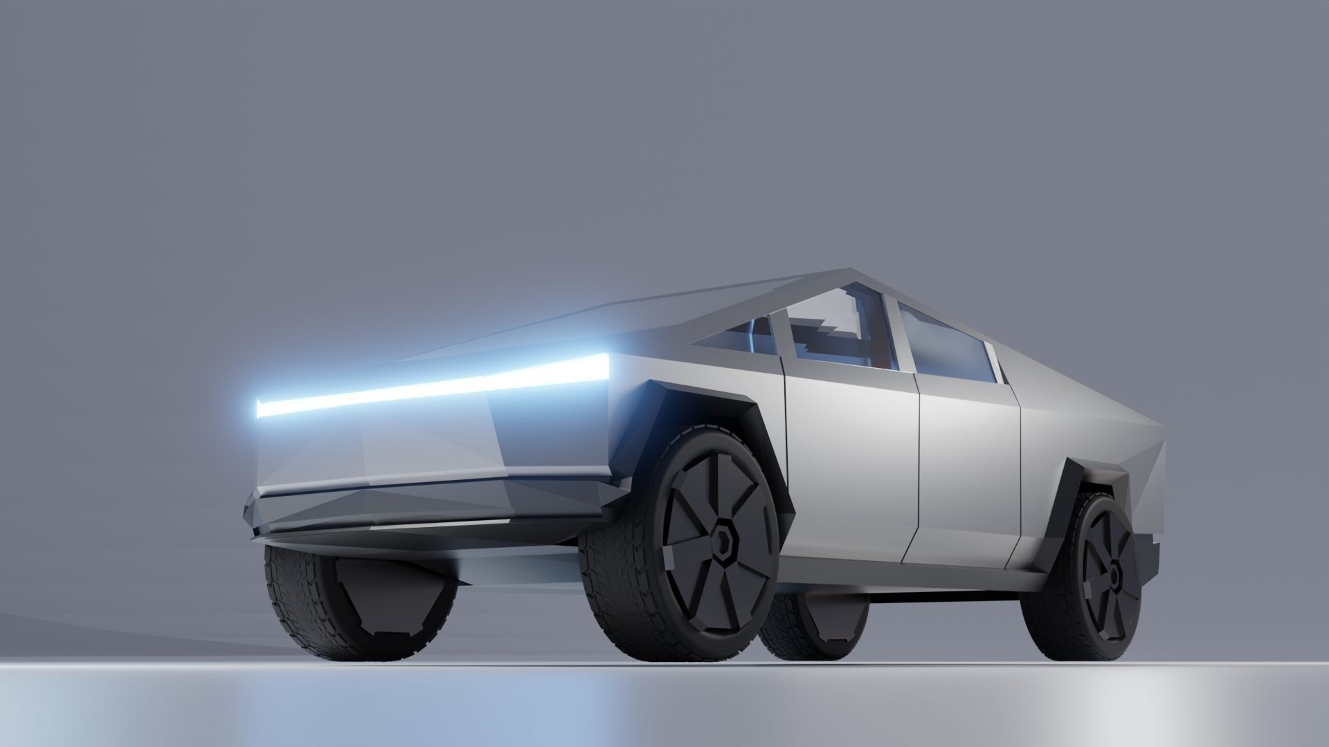 Cyberpunk Modular Cybertruck car Low-poly 3D model_8