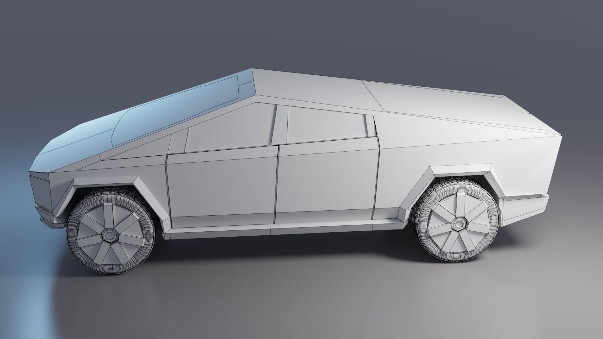 Cyberpunk Modular Cybertruck car Low-poly 3D model_3