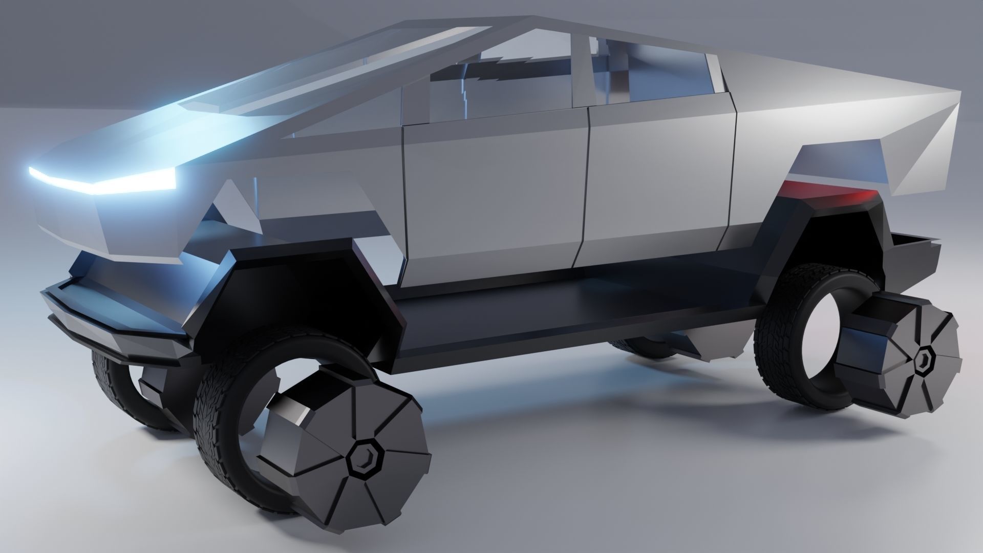 Cyberpunk Modular Cybertruck car Low-poly 3D model_10
