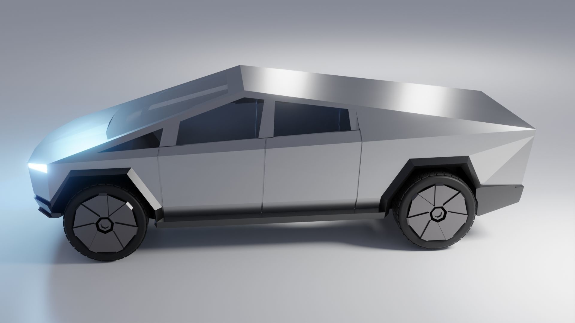 Cyberpunk Modular Cybertruck car Low-poly 3D model_2