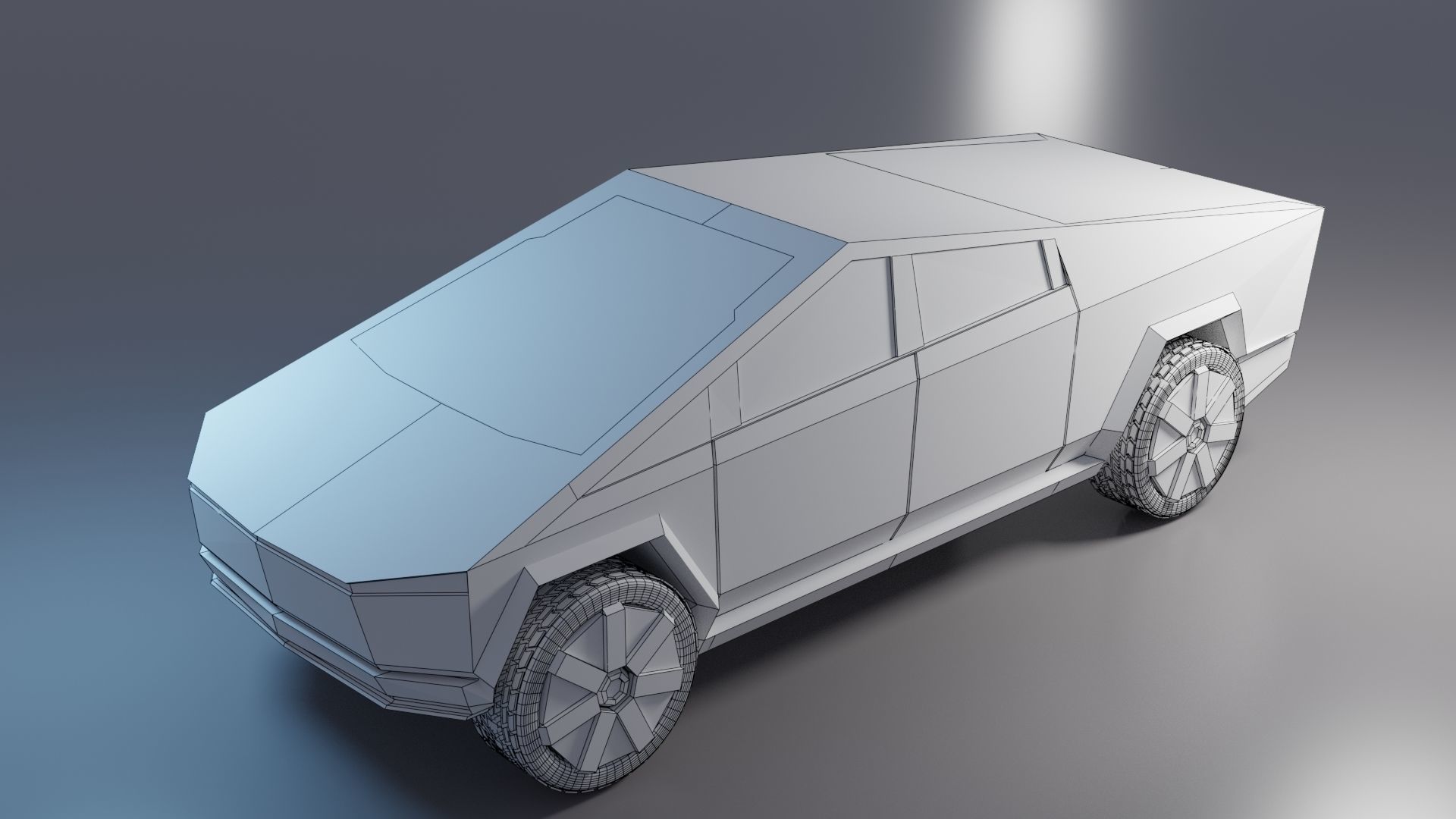 Cyberpunk Modular Cybertruck car Low-poly 3D model_1