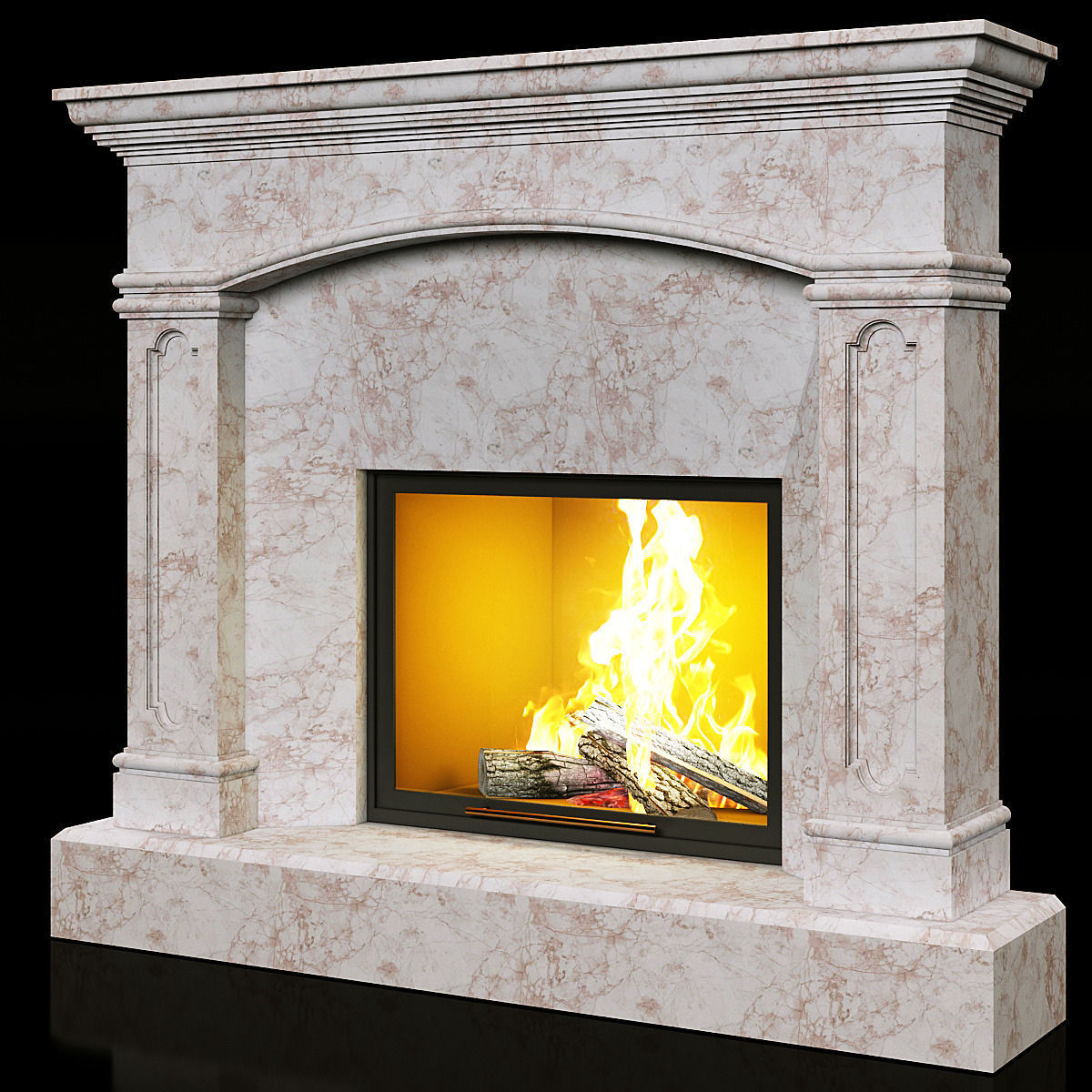 contemporary marble fireplace 3D model_2