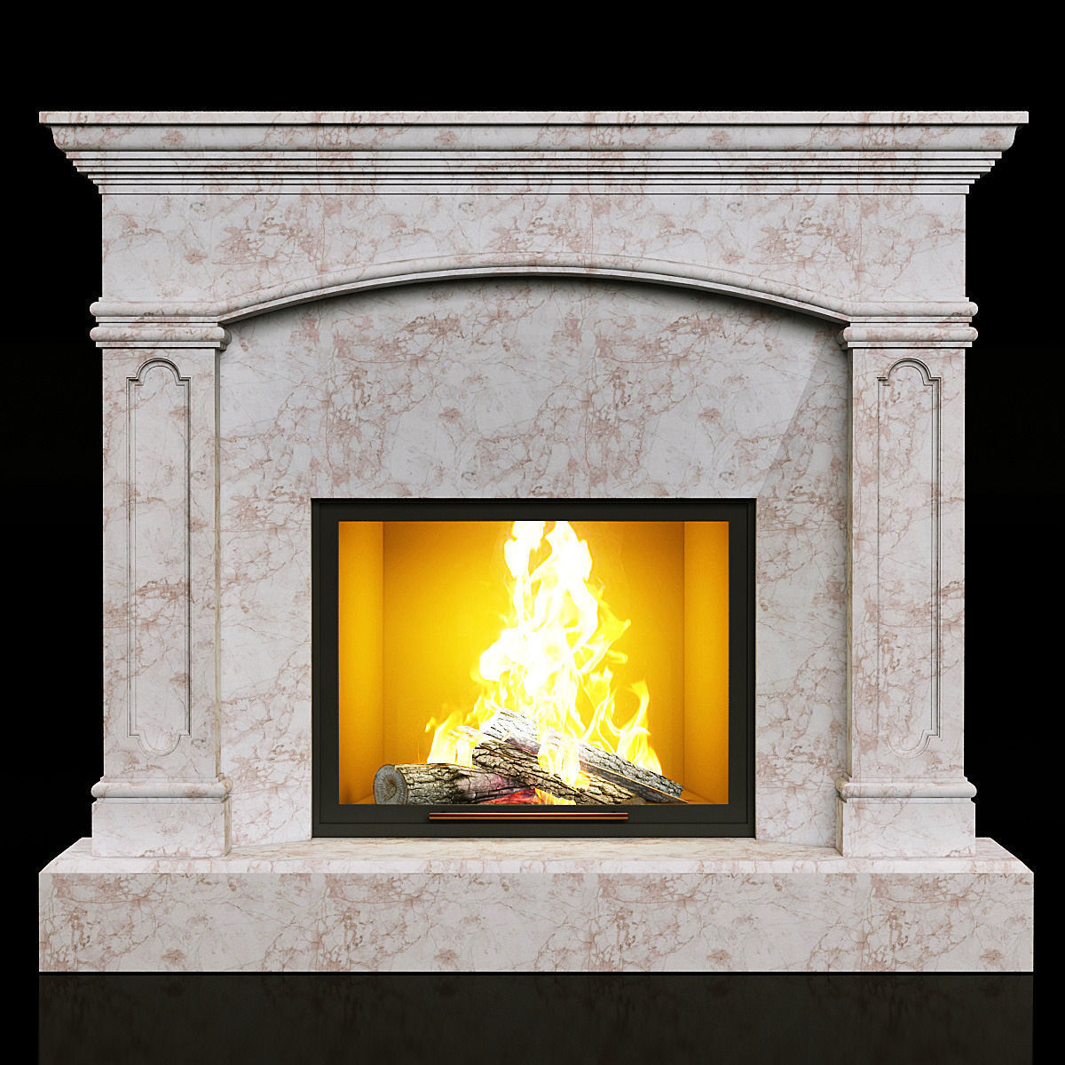 contemporary marble fireplace 3D model_1