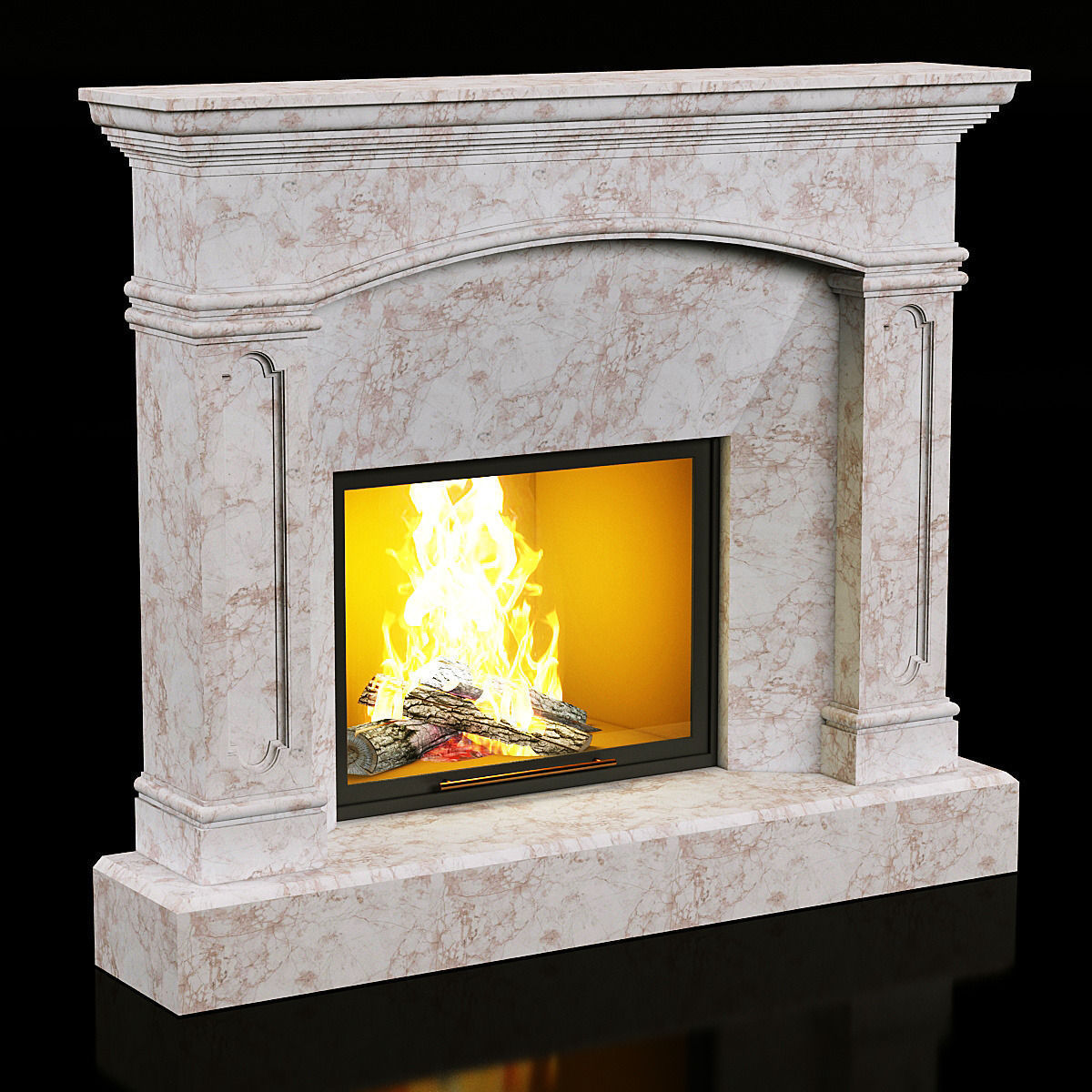 contemporary marble fireplace 3D model_4