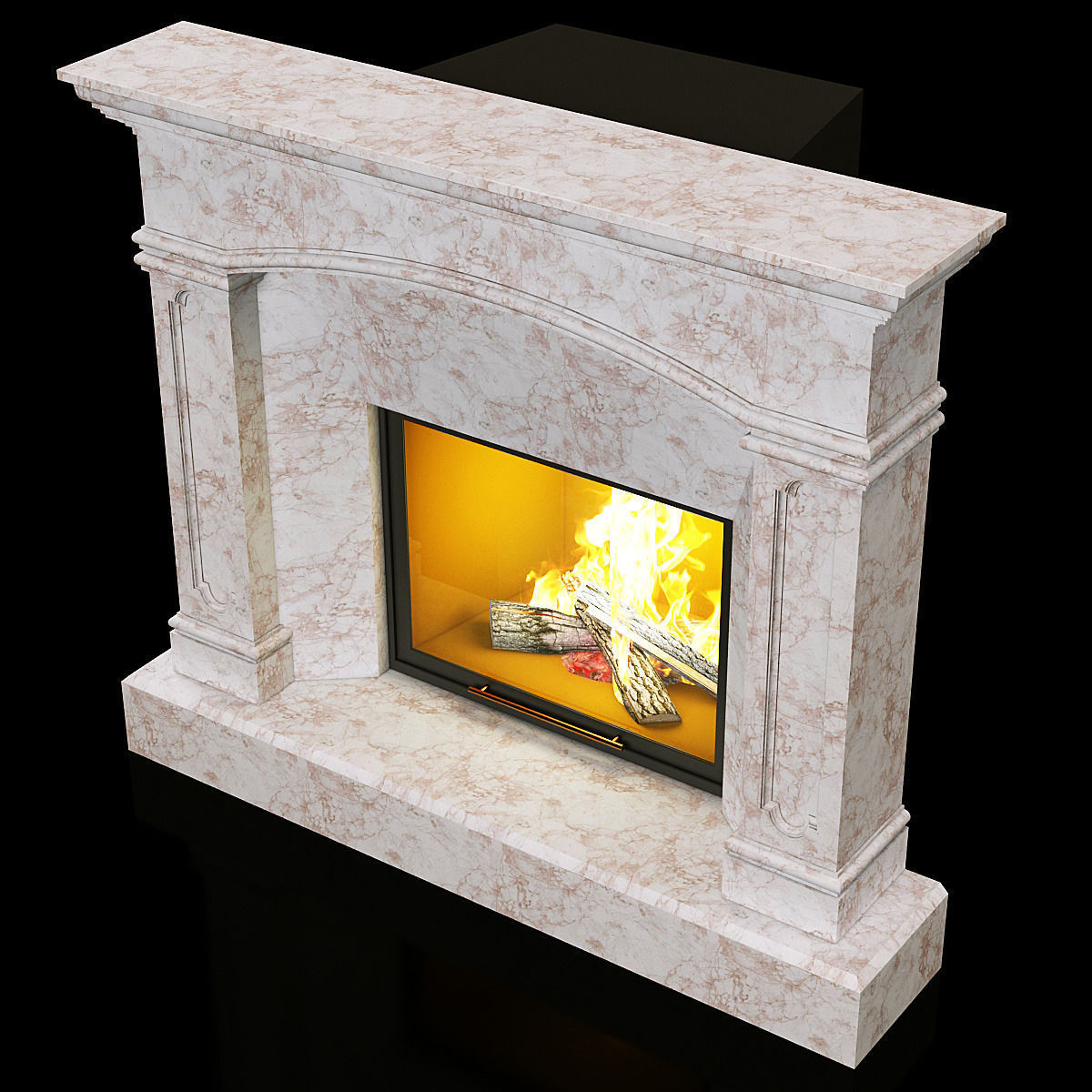 contemporary marble fireplace 3D model_3