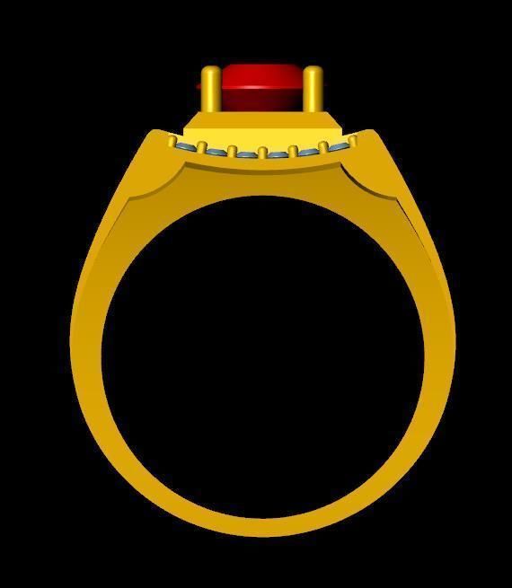 menRing gold ring with stone 3D print model_3