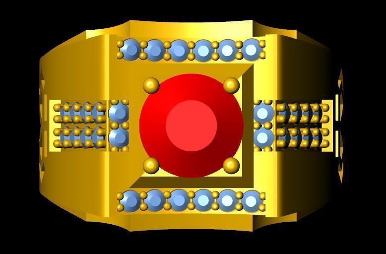 menRing gold ring with stone 3D print model_1