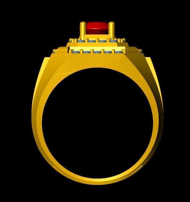 menRing gold ring with stone 3D print model_3