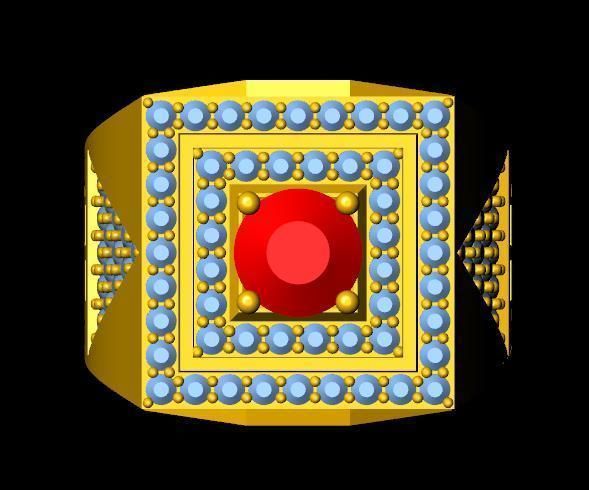 menRing gold ring with stone and diamonds 3D print model_1