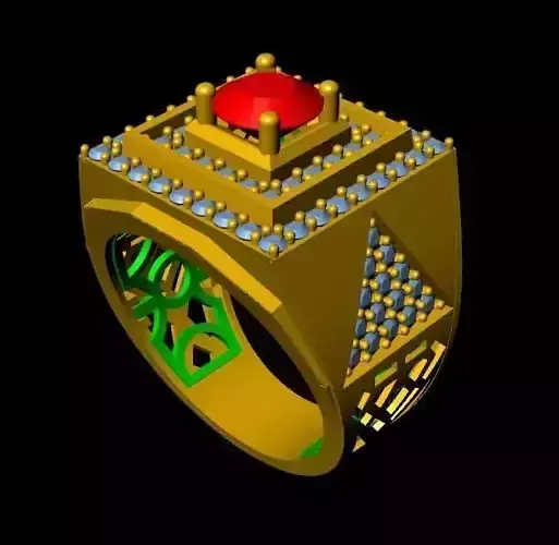 menRing gold ring with stone and diamonds