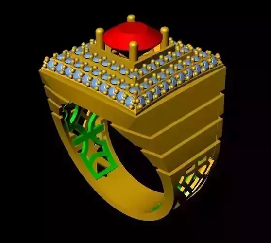 menRing gold ring with stone and diamonds