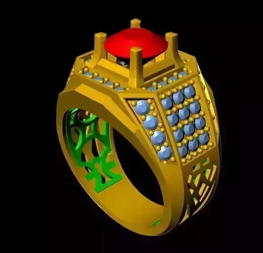menRing gold ring with stone and stones