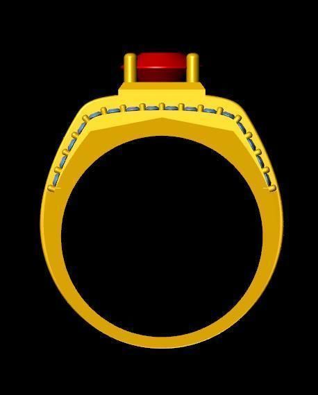 menRing gold ring with stone and diamonds 3D print model_3