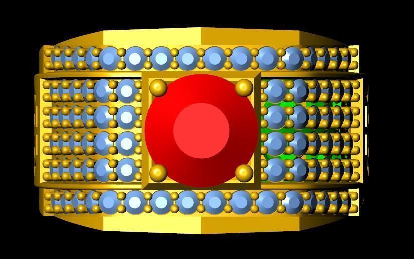 menRing gold ring with stone and diamonds 3D print model_1