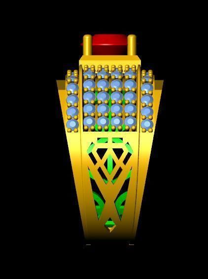 menRing gold ring with stone and diamonds 3D print model_2