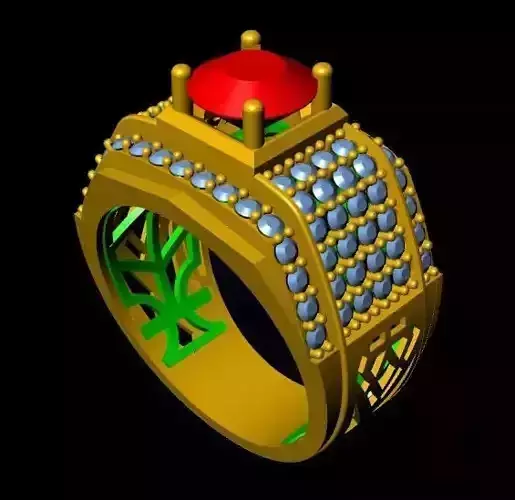 menRing gold ring with stone and diamonds