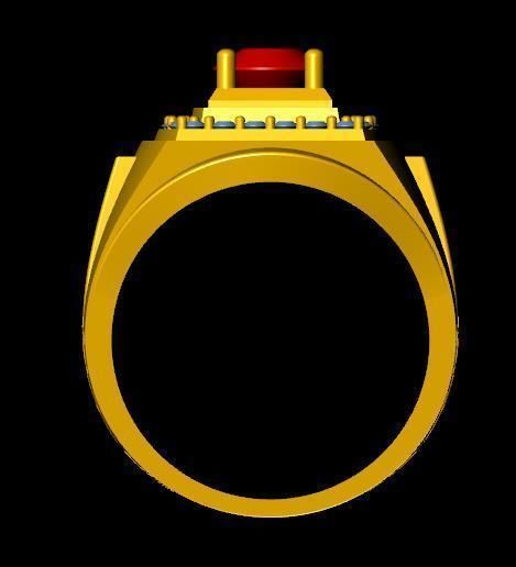 menRing gold ring with stone 3D print model_3
