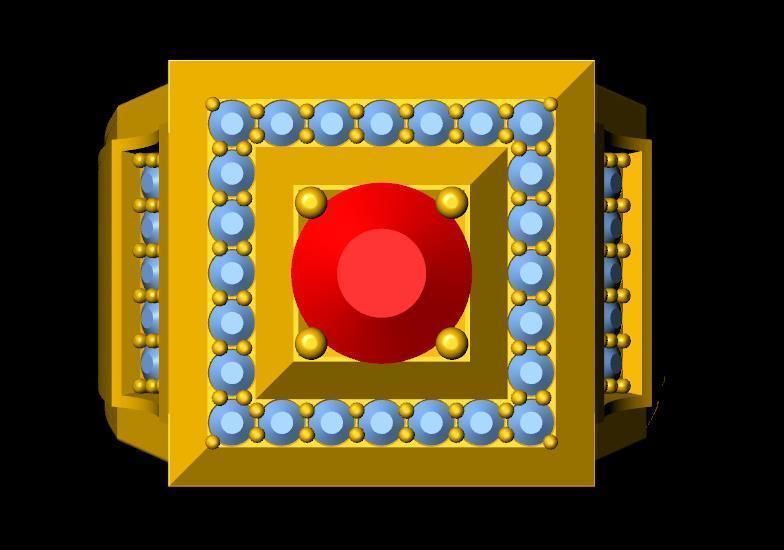 menRing gold ring with stone 3D print model_1