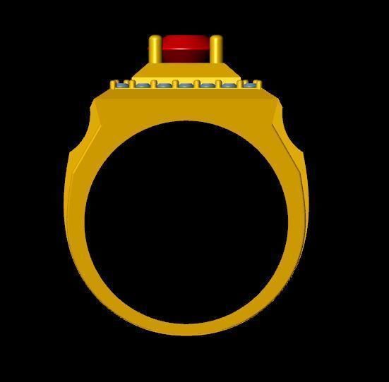menRing gold ring with stone 3D print model_3