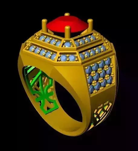 menRing gold ring with stone and diamonds
